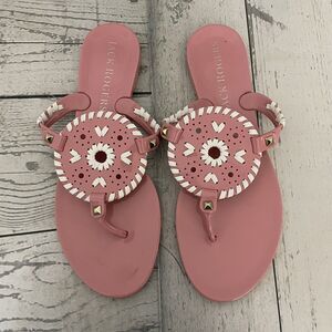 Jack Rogers Flats Womens Size 7 Georgica Jelly Boho Pink White Slip On Sandals